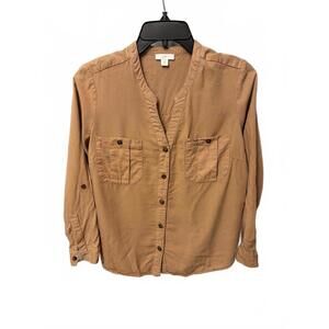 J.Jill Petite Button-Up Shirt in Tan Small Petite